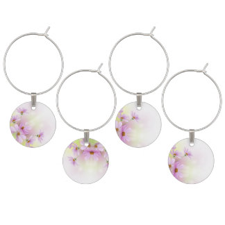 Personalize Image & Pink Flower Watercolor Wine Charm