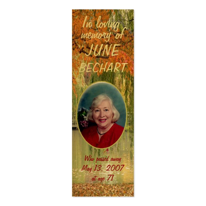 Personalize In Loving Memory Photo Bookmark Business Card