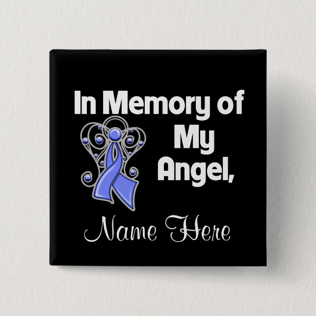 Personalize In Memory Angel Esophageal Cancer Button (Front)
