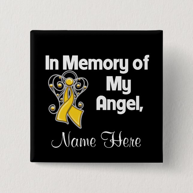 Personalize In Memory of My Angel Childhood Cancer Pinback Button (Front)