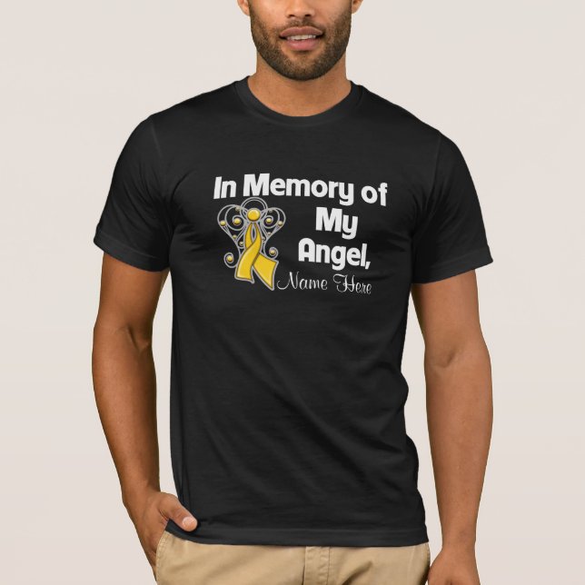 Personalize In Memory of My Angel Childhood Cancer T-Shirt (Front)