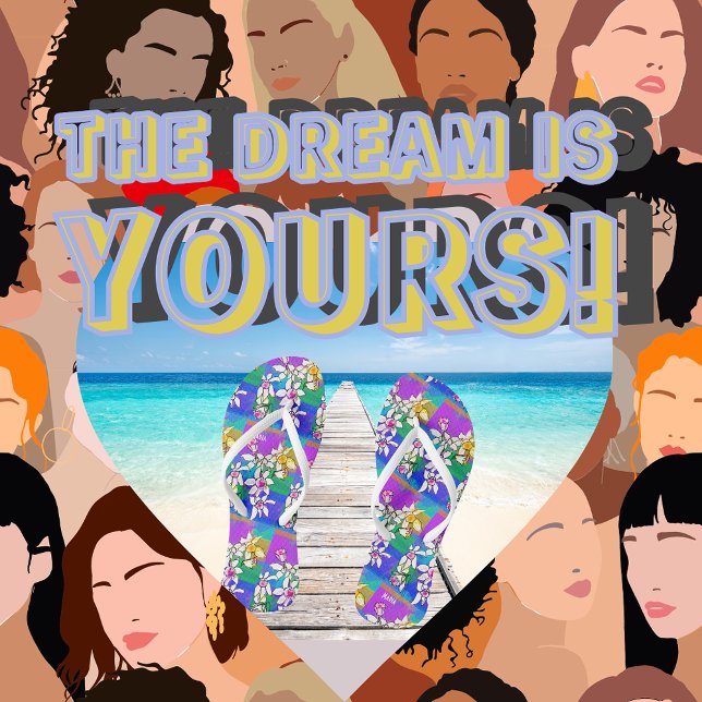 Personalize  Initial, Floral Bright Birthday Gift Flip Flops (Creator Uploaded)