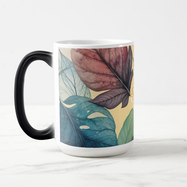 Personalize Initial & Name Autumn leaves mug (Left)