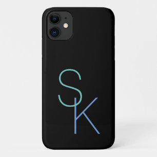 Personalize Initials, Large Letters on Black iPhone 11 Case