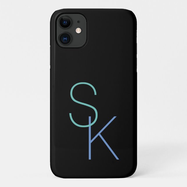 Personalize Initials, Large Letters on Black Case-Mate iPhone Case (Back)
