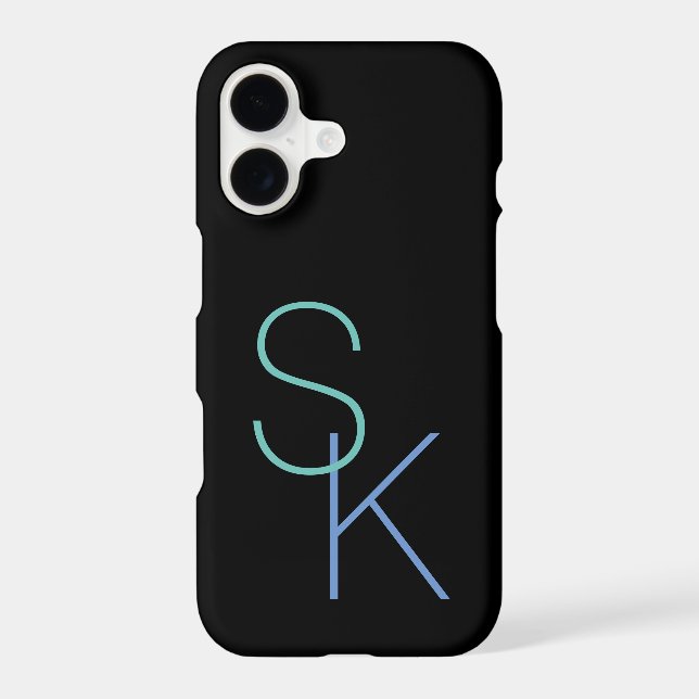 Personalize Initials, Large Letters on Black Iphone Case (Back)