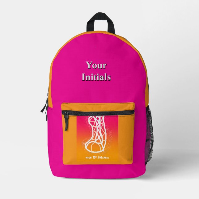 Personalize Initials Pink Gold HighTop Sneakers   Printed Backpack (Front)