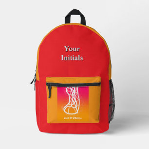 Personalize Initials Red + Gold HighTop Sneakers Printed Backpack