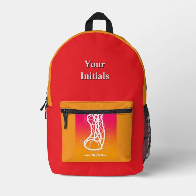 Personalize Initials Red + Gold HighTop Sneakers   Printed Backpack (Front)