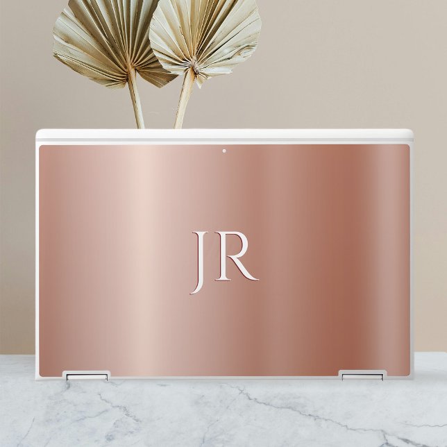 Personalize Initials, Rose Gold Metal HP Laptop Skin (Creator Uploaded)