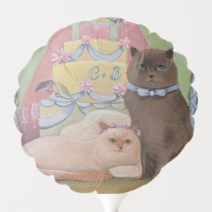 Personalize Initials Wedding Cats Balloon