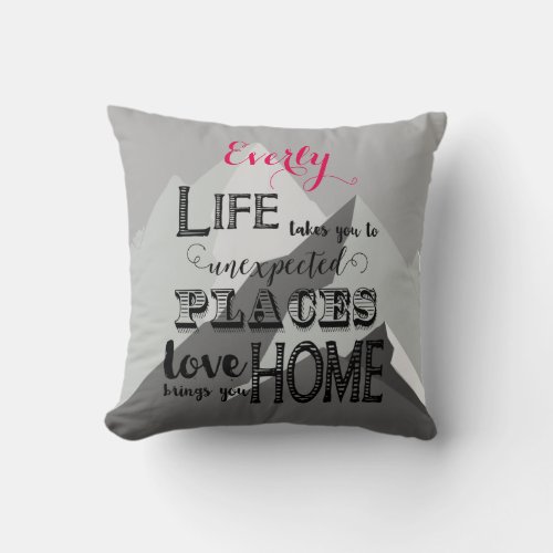 Personalize Inspiration Quote Mountain Girls Room Throw Pillow
