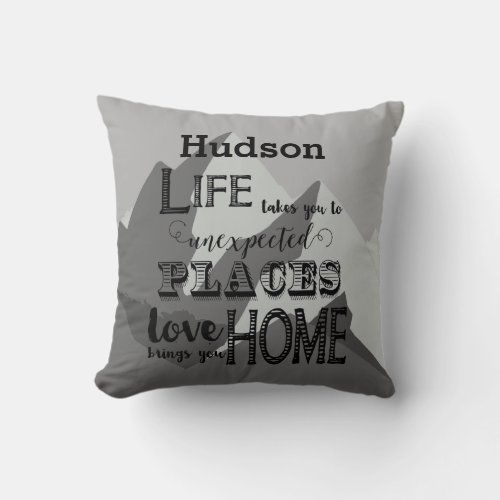 Personalize Inspirational Quote Mountain Boys Room Throw Pillow