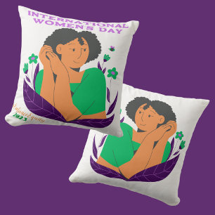 Personalize International Women's Day Throw Pillow