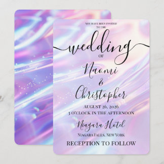 Personalize: Iridescent Pink Silky Waves Wedding Invitation