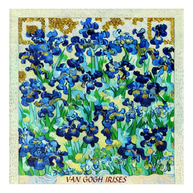 PERSONALIZE, IRISES VAN GOGH PAINTING QR CODE AI  ACRYLIC PRINT (Front)