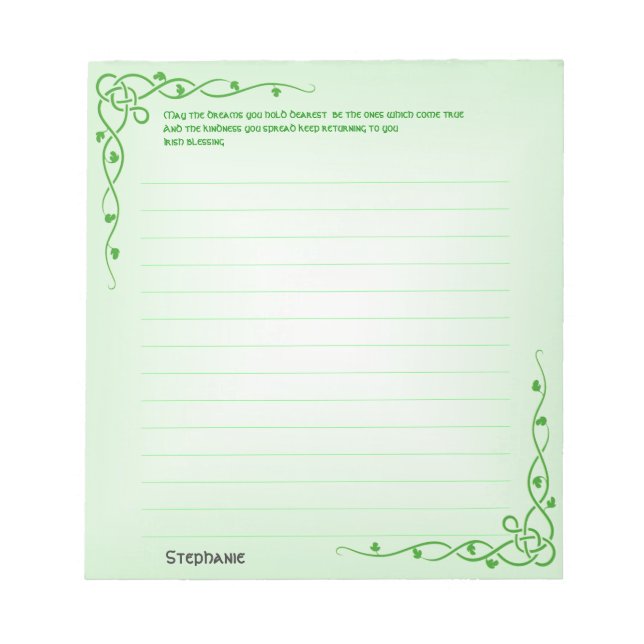 Personalize:  Irish Blessing (#1) Celtic Braids Notepad (Front)