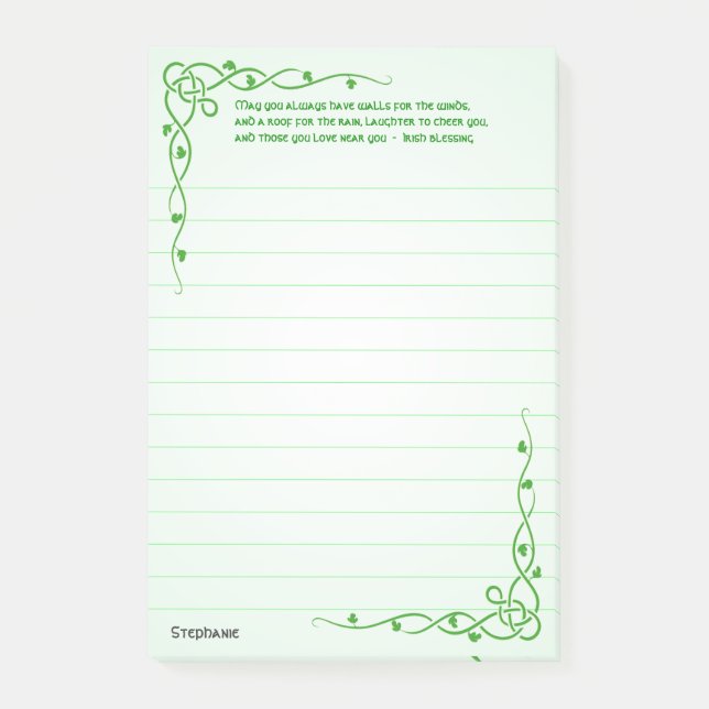 Personalize:  Irish Blessing (#3) Celtic Braids Post-it Notes (Front)