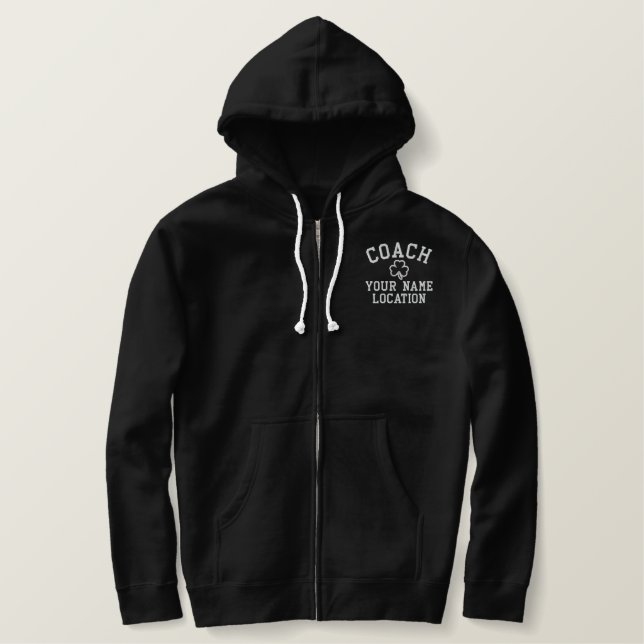 Personalize Irish Coach Name Team Embroidered Hoodie (Design Front)