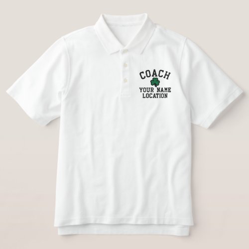 Personalize Irish Coach Name Team Embroidered Polo Shirt