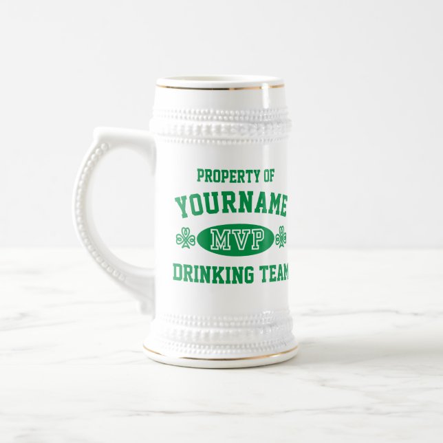 Personalize Irish Drinking Team MVP Beer Stein (Left)