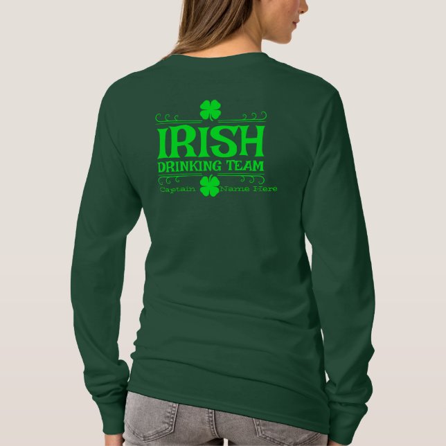 Personalize Irish Drinking Team St. Patrick's Day T-Shirt (Back)