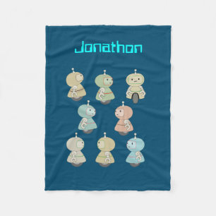 Personalize it - Cute Robot Illustration Fleece Blanket