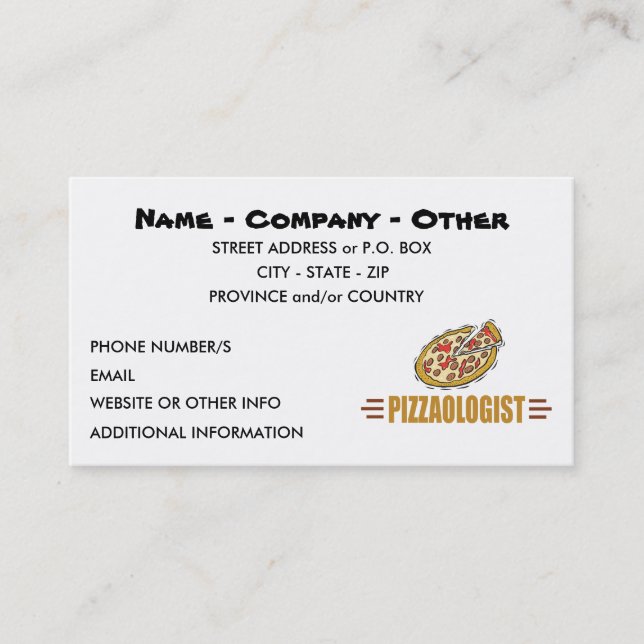 Personalize It! Funny Pizza Love Pizzaologist Business Card (Front)