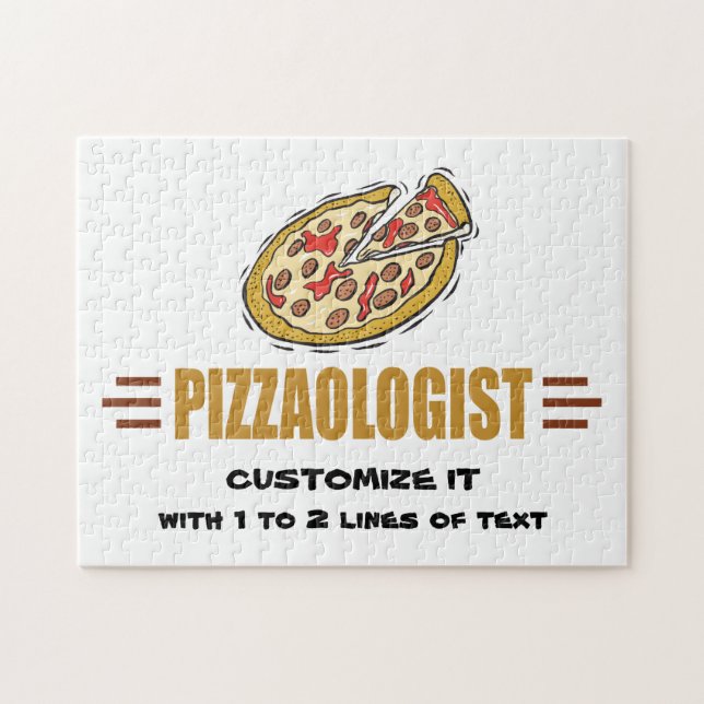 Personalize It! Funny Pizza Love Pizzaologist Jigsaw Puzzle (Horizontal)