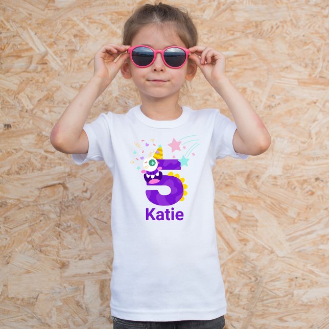 Personalize It! Girls Monster Eyes #5 Birthday  T-Shirt (Creator Uploaded)