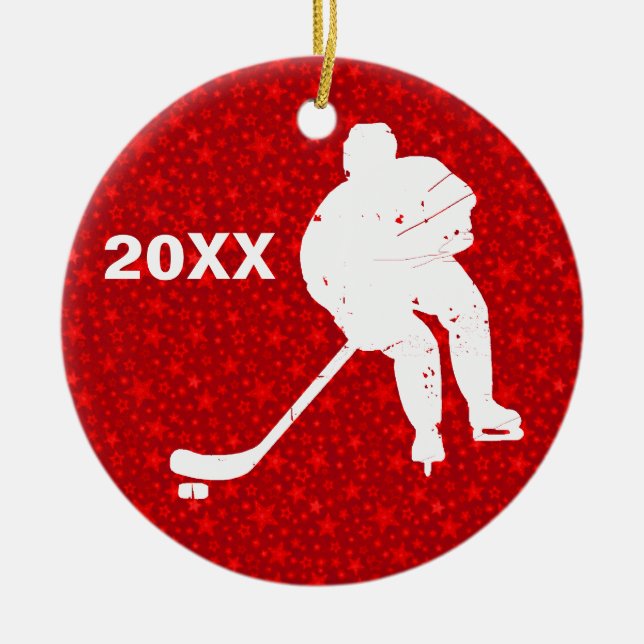 Personalize it, Hockey Ceramic Ornament (Front)