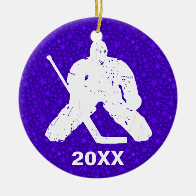 Personalize it, Hockey Goalie Ceramic Ornament (Front)
