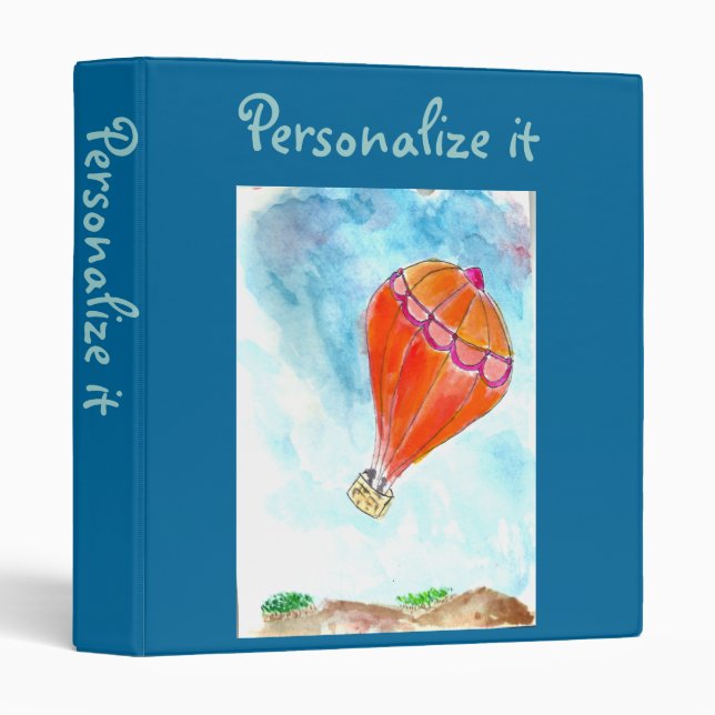 Personalize it. Hot Air Balloon. 3 Ring Binder (Front/Spine)