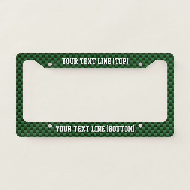Personalize it in Green Carbon Fiber Print Style License Plate Frame (Front)