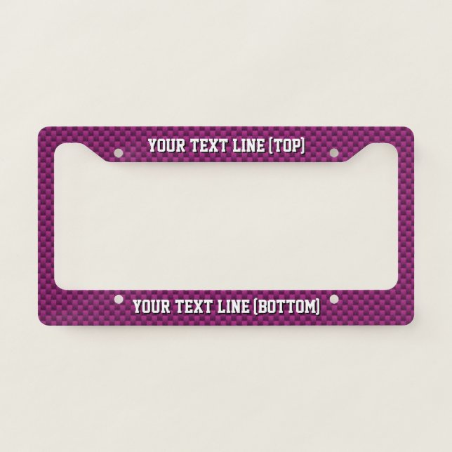 Personalize it in Pink Carbon Fiber Print Style License Plate Frame (Front)