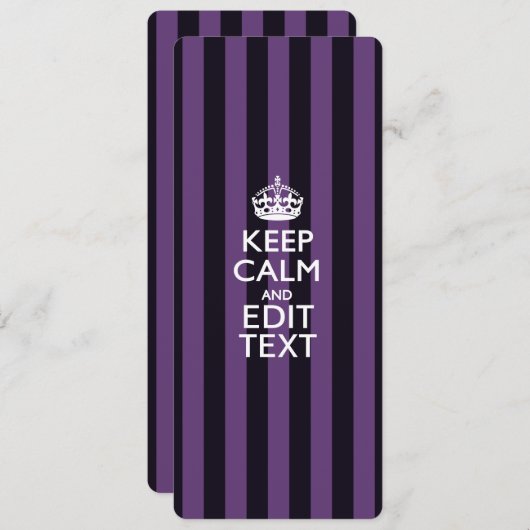 Personalize it Keep Calm Your Text Purple Stripes (Front/Back)