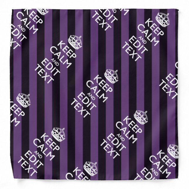 Personalize it Keep Calm Your Text Purple Stripes Bandana (Front)
