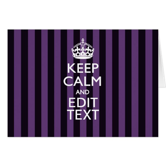 Personalize it Keep Calm Your Text Purple Stripes Cards (Front Horizontal)