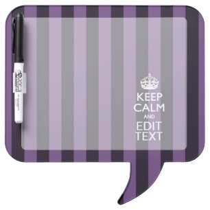 Personalize it Keep Calm Your Text Purple Stripes Dry-Erase Board