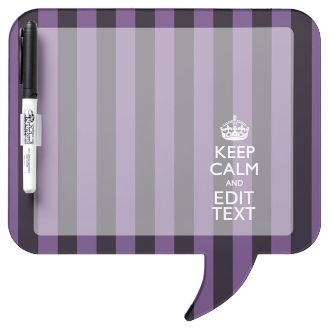 Personalize it Keep Calm Your Text Purple Stripes Dry-Erase Board (Front)