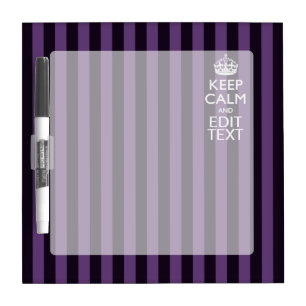 Personalize it Keep Calm Your Text Purple Stripes Dry-Erase Board