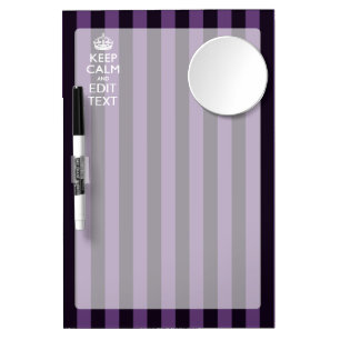 Personalize it Keep Calm Your Text Purple Stripes Dry Erase Board With Mirror