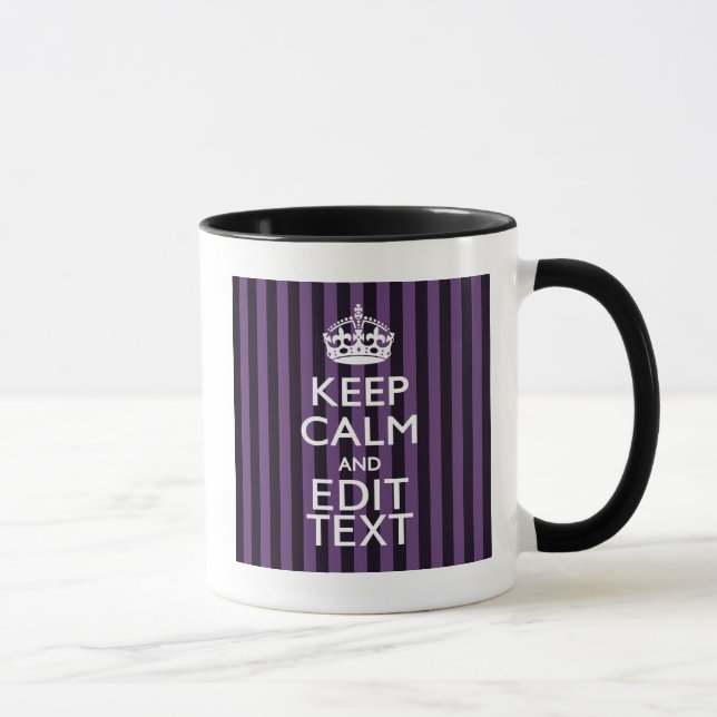 Personalize it Keep Calm Your Text Purple Stripes Mug (Right)