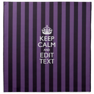 Personalize it Keep Calm Your Text Purple Stripes Napkin