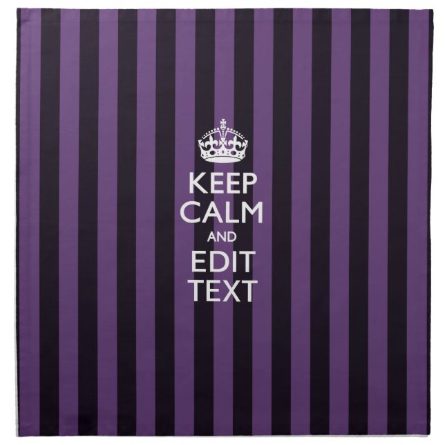 Personalize it Keep Calm Your Text Purple Stripes Napkin (Front)