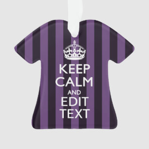 Personalize it Keep Calm Your Text Purple Stripes Ornament