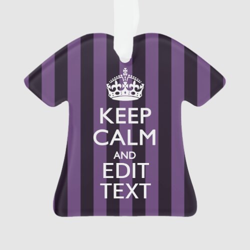 Personalize it Keep Calm Your Text Purple Stripes Ornament