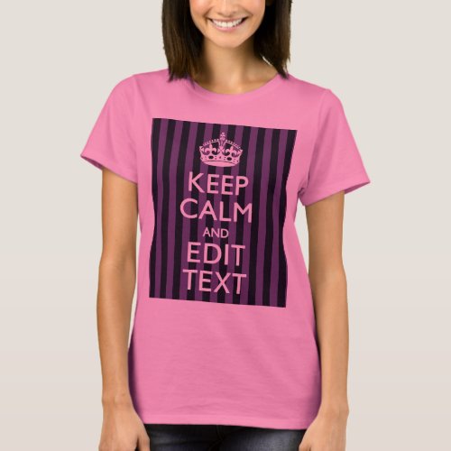 Personalize it Keep Calm Your Text Purple Stripes T_Shirt