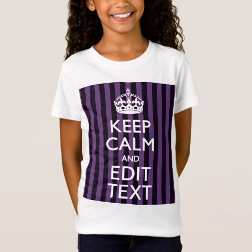 Personalize it Keep Calm Your Text Purple Stripes T_Shirt