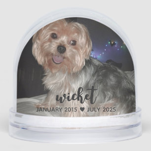 Personalize It! Pet Memorial Photo & Name BLACK Snow Globe